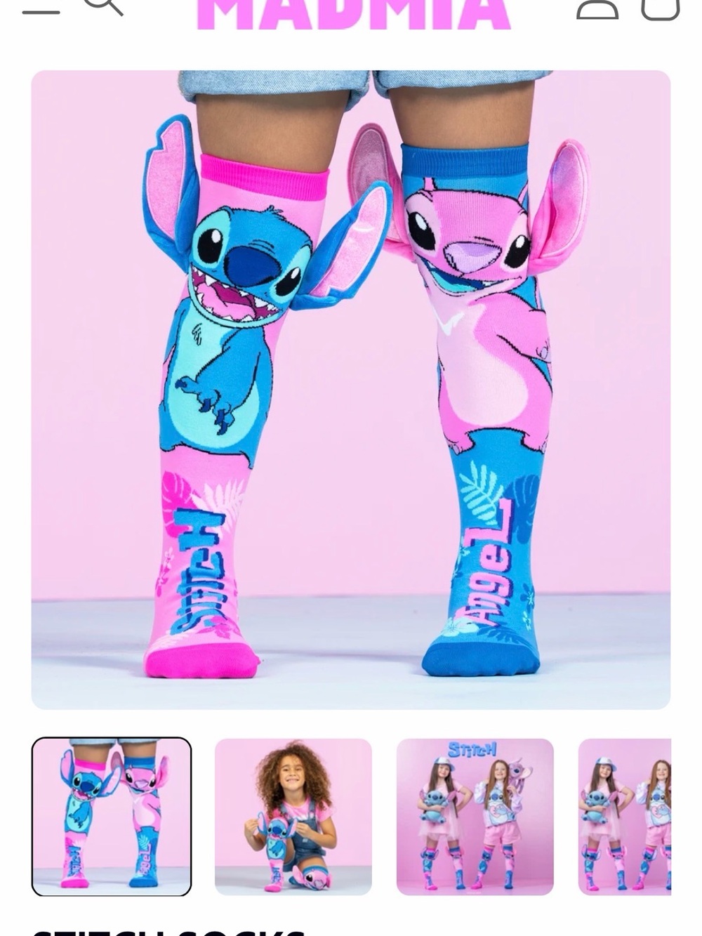 Mamia Blue & Pink Stitch and Angel Knee-High One-Piece Footies